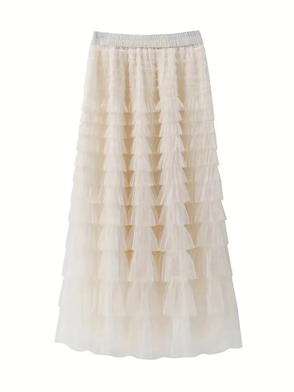 Multilayer Ruffles Tulle Skirt Aline Floor Length