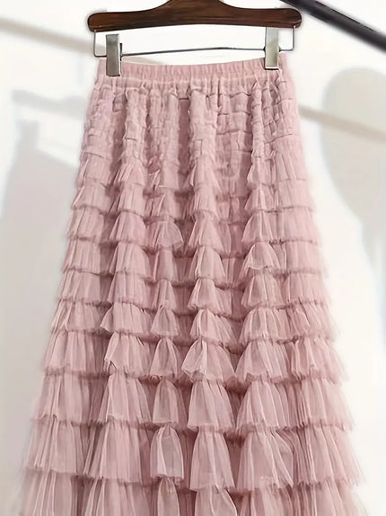 Multilayer Ruffles Tulle Skirt Aline Floor Length