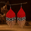 Bohemian Style Colorful Glass Beads Tassel Earrings - Red, White, Black