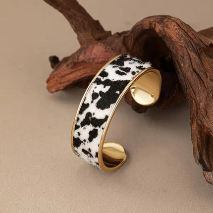 Vintage Inspired Leopard Print Faux Cowhide Bracelet