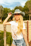 The Lana - Blue Jean Gangster - Vegan Suede Cowgirl Hat - one-of-a-kind!