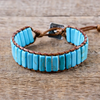 Boho Blue Stone Bead Bracelet with silver clasp