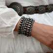 6 Pc Western Style Brushed Navajo Faux Pearl Beaded Bracelet