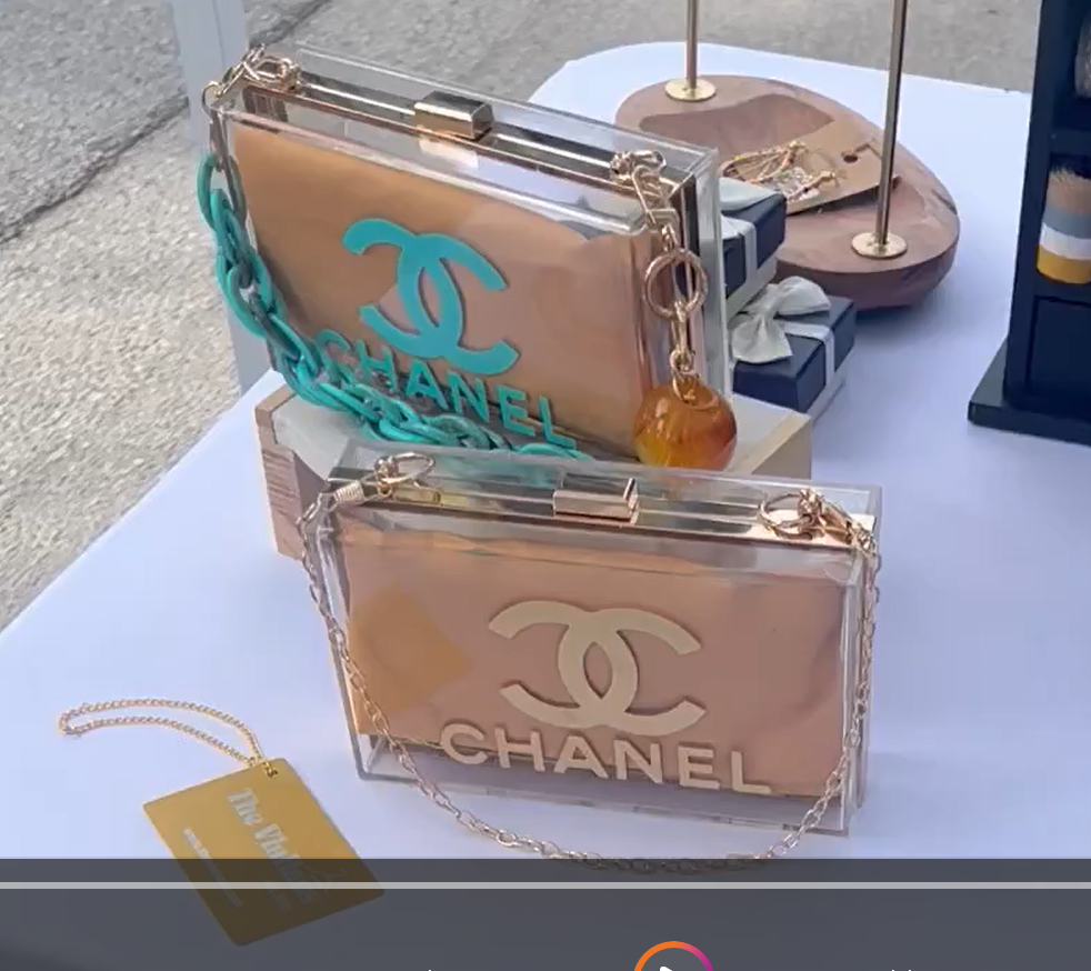 Fake AF Chanel Clear Box Clutch - Gold and Turqouise