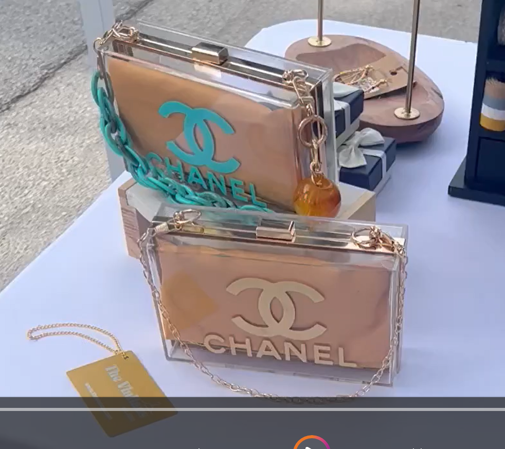 Fake AF Chanel Clear Box Clutch Gold and Turqouise The VinHaus
