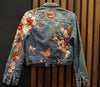 SOLD- Pink Cherry Blossom Denim Jacket. Recreate with $150 deposit, remaining $40-70 due upon completion