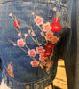 SOLD- Pink Cherry Blossom Denim Jacket. Recreate with $150 deposit, remaining $40-70 due upon completion