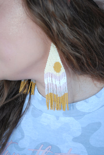 Bohemian Style Colorful Glass Beads Tassel Earrings