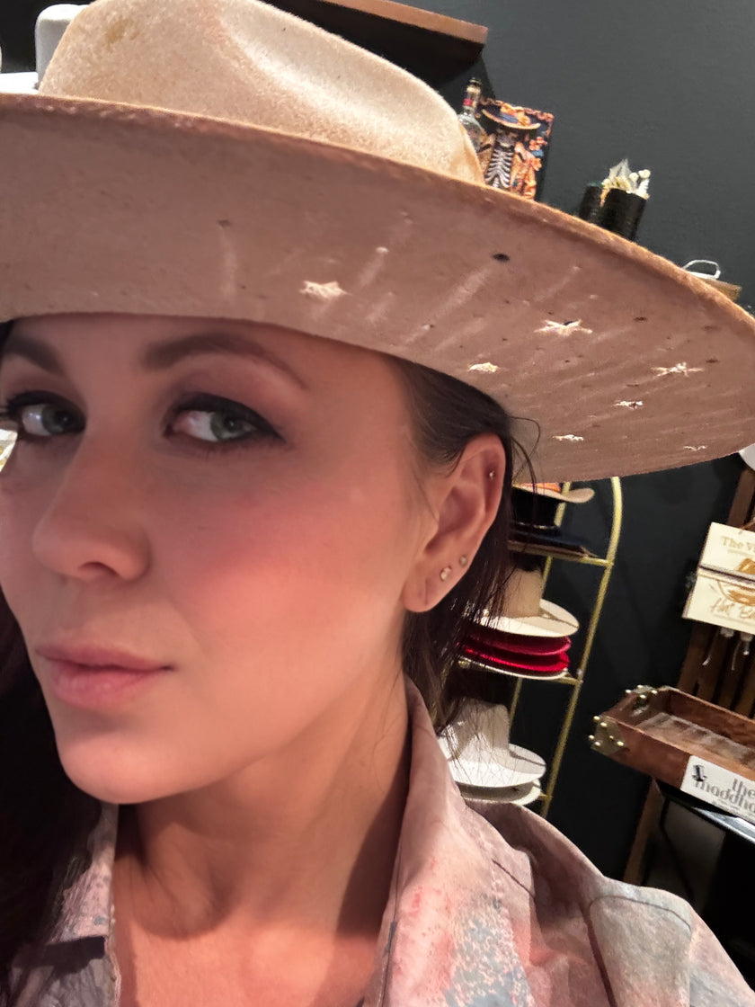 The Star - Taupe Wool Felt Custom Hat Design - Large