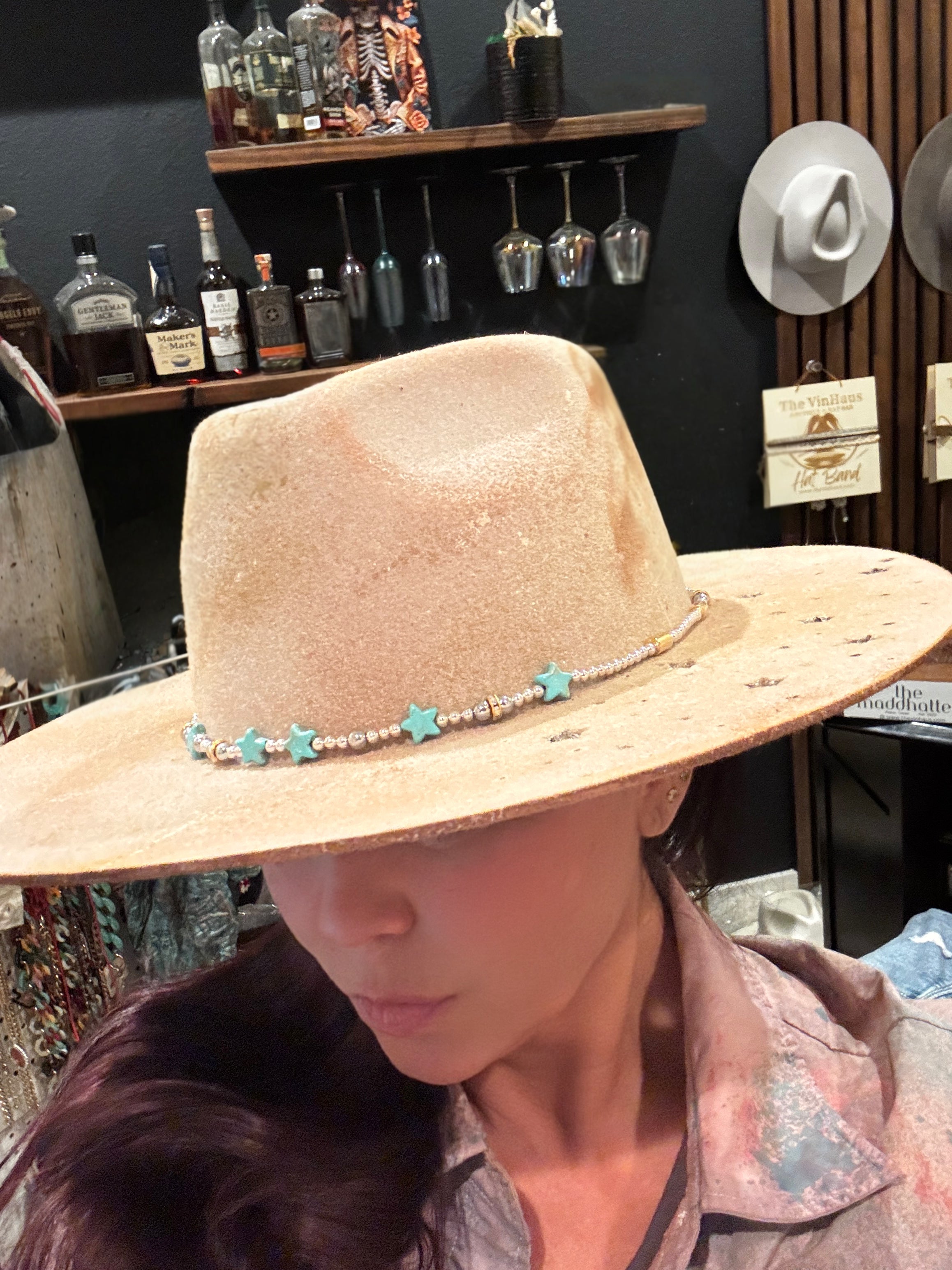 The Star - Taupe Wool Felt Custom Hat Design - Large