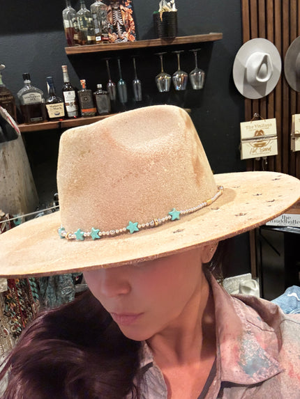 The Star - Taupe Wool Felt Custom Hat Design - Large