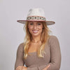 Fazenda Flat Wide Brim Fedora Felt - White with Red