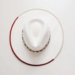 Fazenda Flat Wide Brim Fedora Felt - White with Red