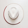 Fazenda Flat Wide Brim Fedora Felt - White with Red