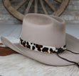 Leopard Cowhide Hat Band with leather ties