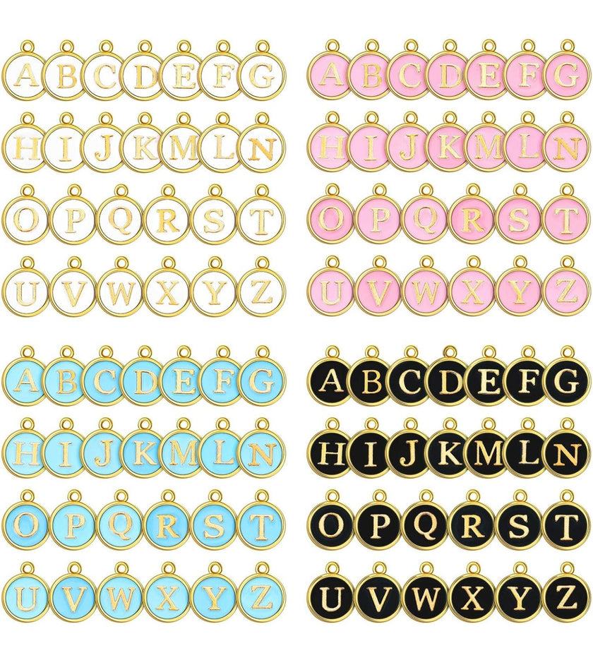 Blue glass beaded bracelets- gold accents with personalized initials