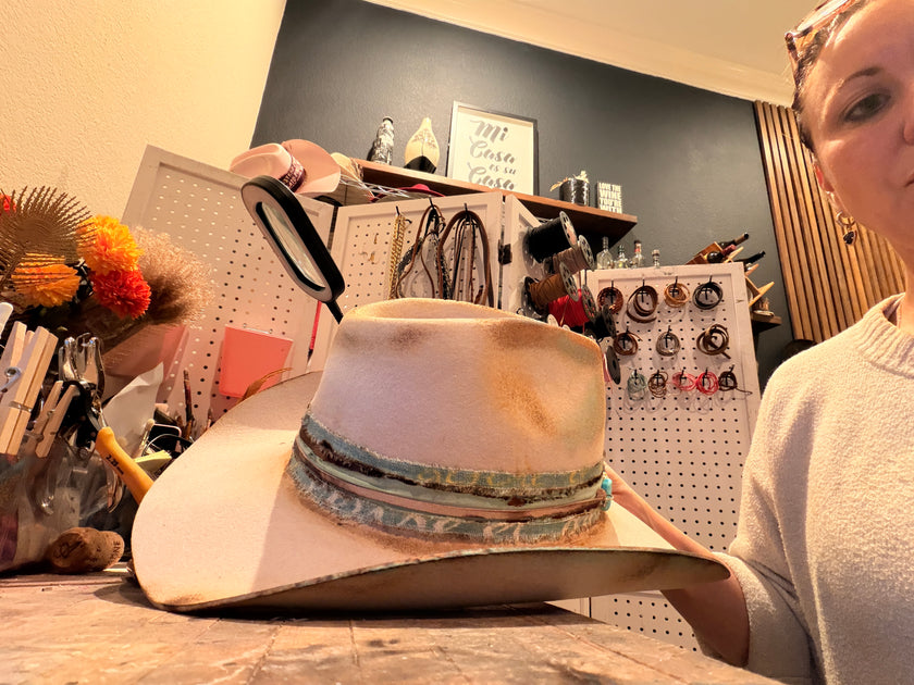 The maddhattery western turquoise band wool felt design