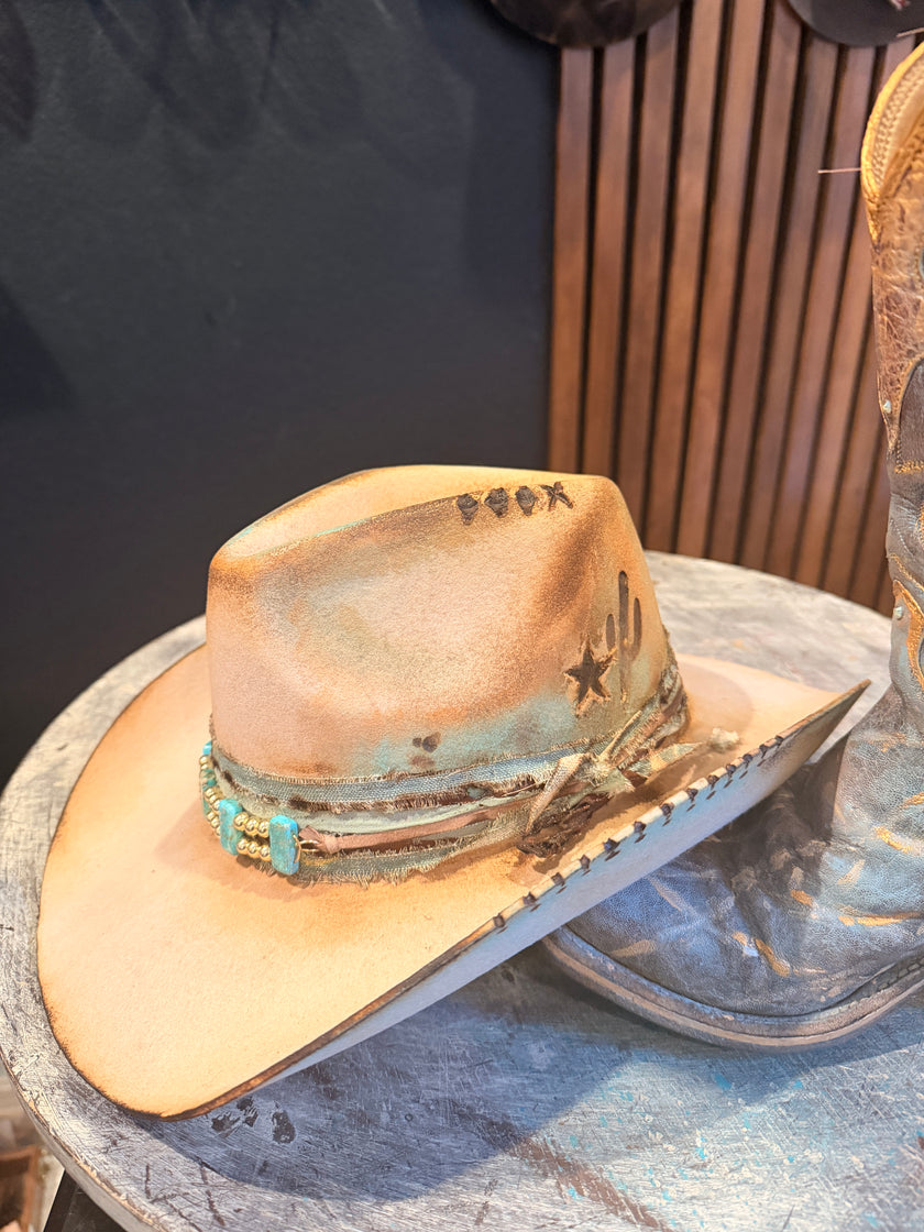 The maddhattery western turquoise band wool felt design