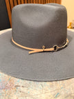 Suede & Silver Horse bit hat band with adjustable silver pull accents