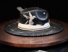 Black Painted Hummingbird Flat Brim Hat - One of a kind