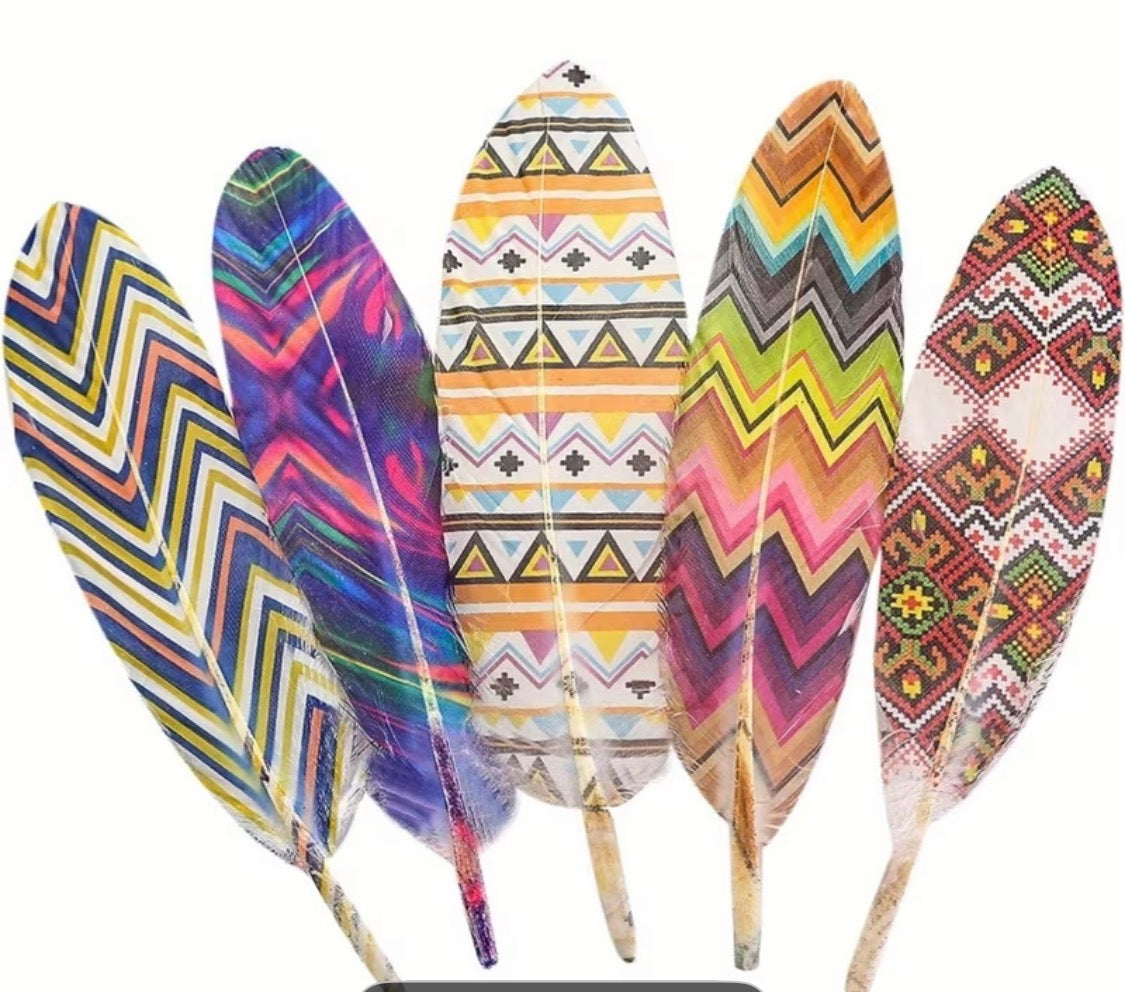 Natural & Printed Feathers - Hat Accessory