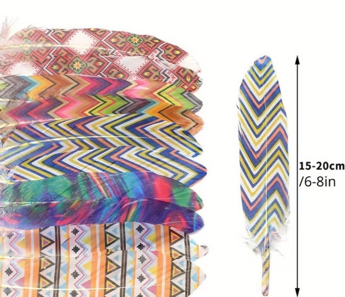 Natural & Printed Feathers - Hat Accessory