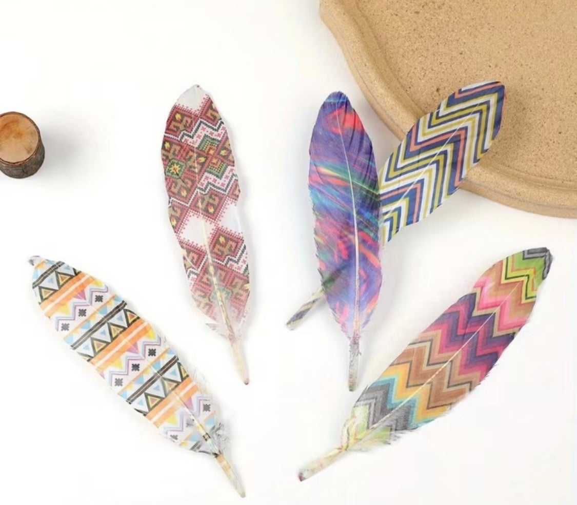 Natural & Printed Feathers - Hat Accessory