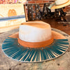 Ivory Australian Wool Felt with Turquoise Fringe and Rust accents - Medium