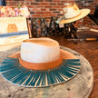 Ivory Australian Wool Felt with Turquoise Fringe and Rust accents - Medium