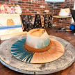 Ivory Australian Wool Felt with Turquoise Fringe and Rust accents - Medium