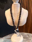 Natural Garnet Beaded Necklace with Gemstone carved Zebra Rose Pendent
