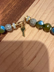 Natural Blue Yellow Agate Hand Beaded Necklace with Blue Stone Pendent