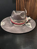 Grey Felt Distressed Red Poker Hat Design - VH and the maddhattery