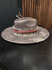 Grey Felt Distressed Red Poker Hat Design - VH and the maddhattery