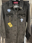 All Seeing Eye Hamsa Black Denim Jacket