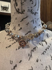 Silver Hematite Beaded Choker Necklace with Bullet Pendent