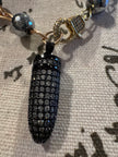 Titanium Plated Hematite Necklace with Rhinestone Bullet Pendent