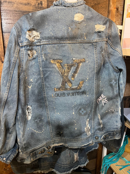 LV Hand Painted Distressed Denim Jacket