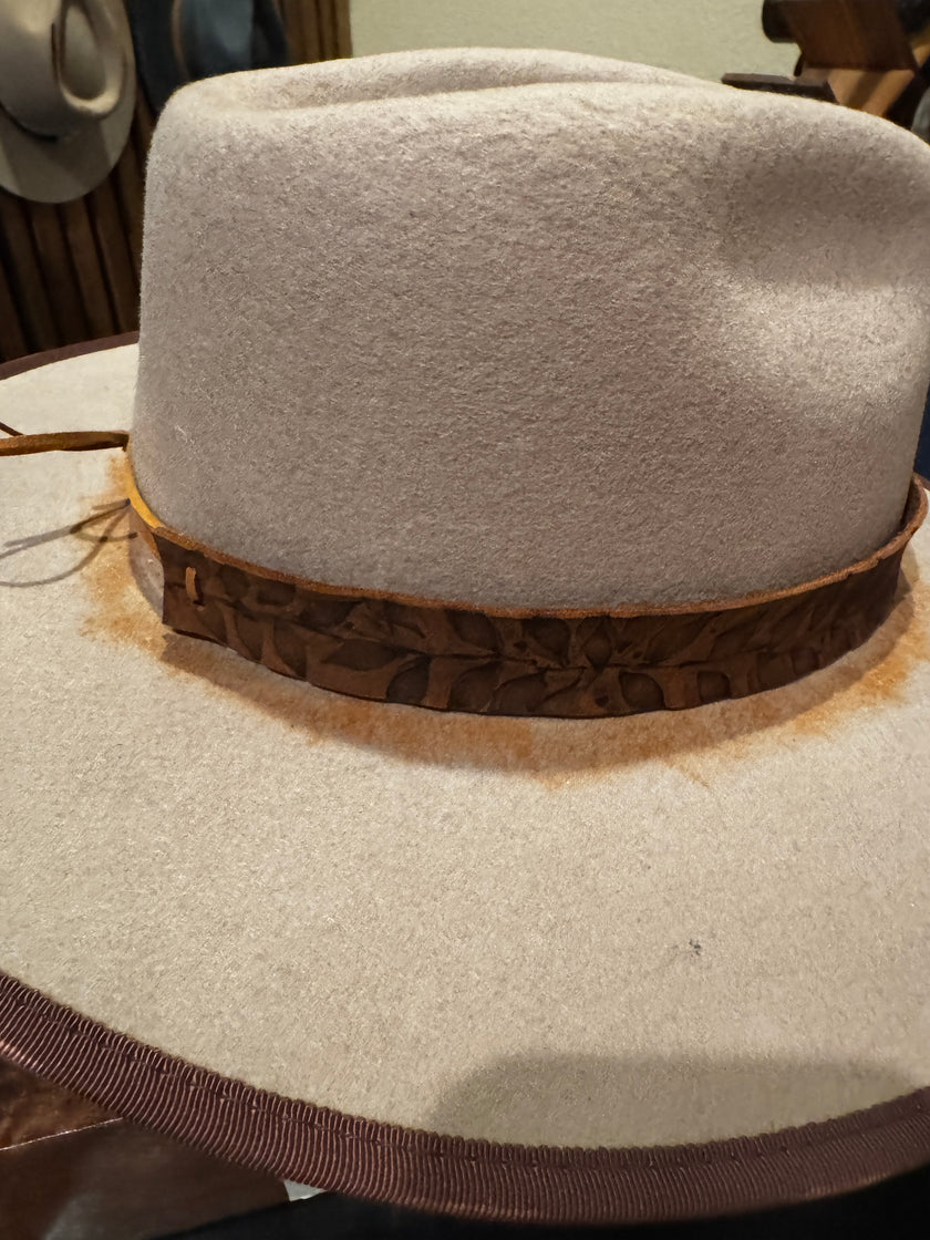 Handmade Brown leather tie hat band - O/S