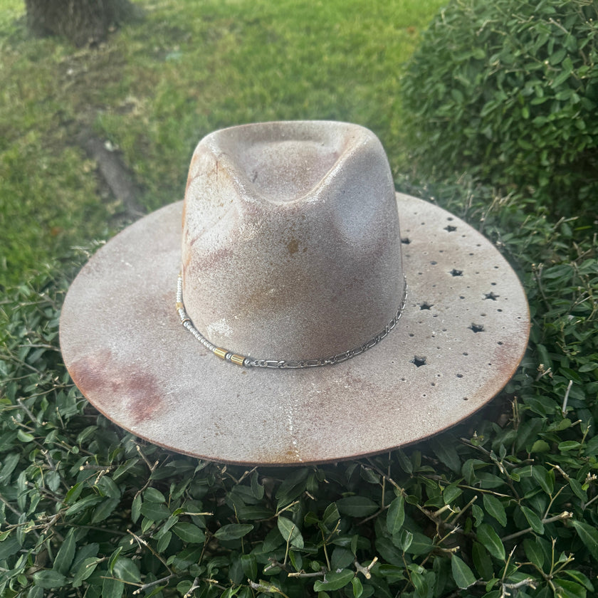 The Star - Taupe Wool Felt Custom Hat Design - Large