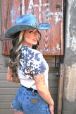 Chihuahua Cowboy Blue Denim Vegan Suede Hat