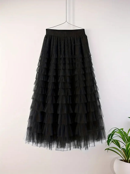 Multilayer Ruffles Tulle Skirt Aline Floor Length