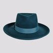 Oakley | Womens Crushable Wool Felt Teardrop Fedora Hat with Curled Brim - Turq and Olive - on sale