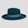 Oakley | Womens Crushable Wool Felt Teardrop Fedora Hat with Curled Brim - Turq and Olive - on sale