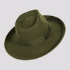 Oakley | Womens Crushable Wool Felt Teardrop Fedora Hat with Curled Brim - Turq and Olive - on sale
