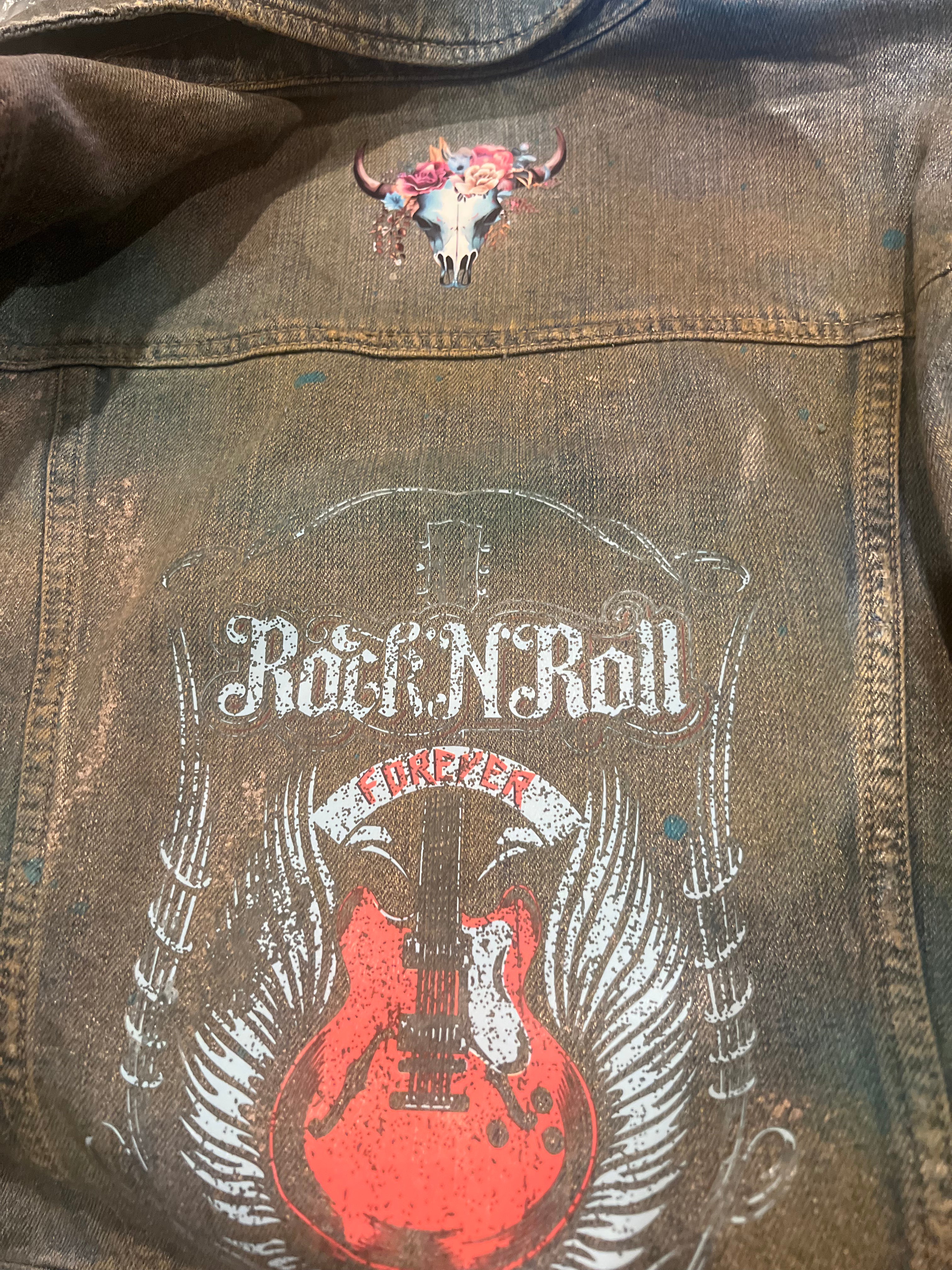 SOLD - Rocknroll Dirty Girl Jacket. Recreate with $100 deposit