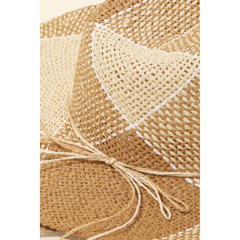 Two Tone Straw Braid Hat: Natural or Lavender
