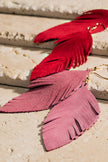 Genuine Leather Leaf/Feather Earrings: / OS - 5 Color Options