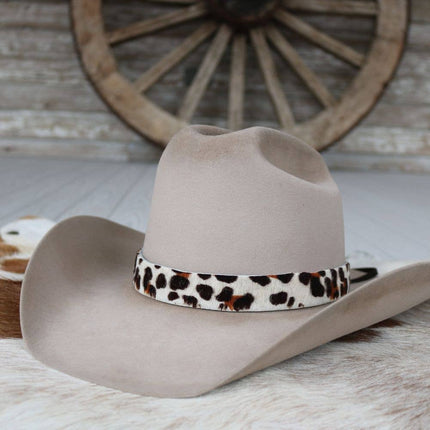 Leopard Print Leather Cowhide Hat Band - Amelia