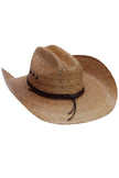 Natural Palm Leaf Straw Cowboy Hat -Eyeleted: Beige/Natural and Brown